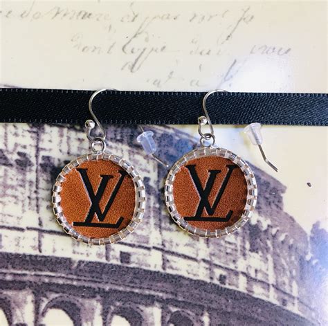 used lv earrings|upcycled Lv earrings.